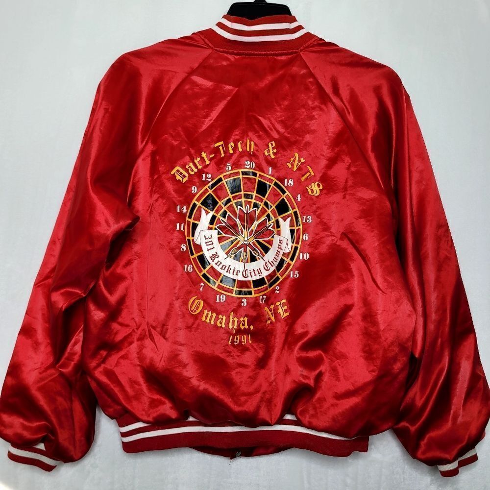 Vintage‎ 1991 Dart Tech & NTS Omaha Nebraska Hartwell Satin Jacket Size Large